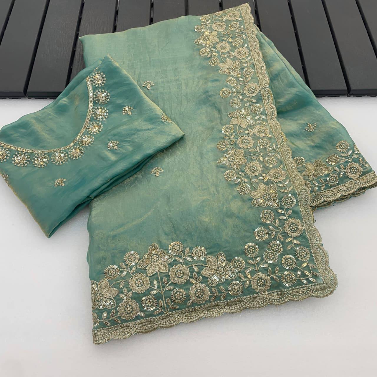 Premium Fandy satin with c pallu 3mm sequence saree