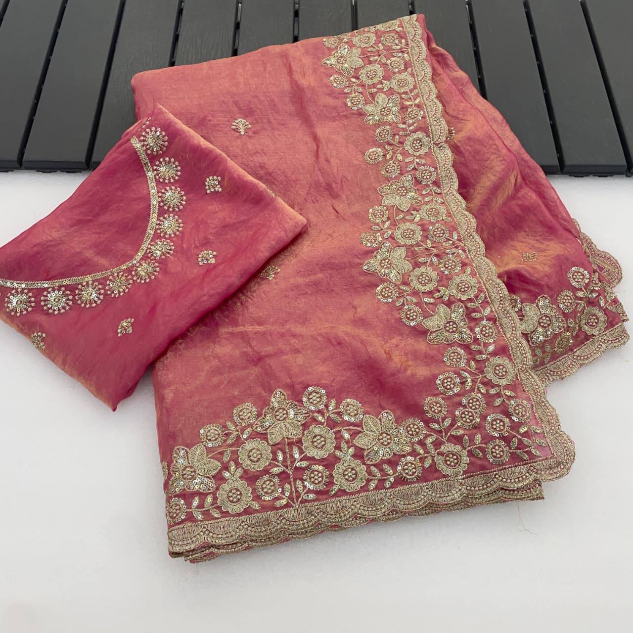 Premium Fandy satin with c pallu 3mm sequence saree