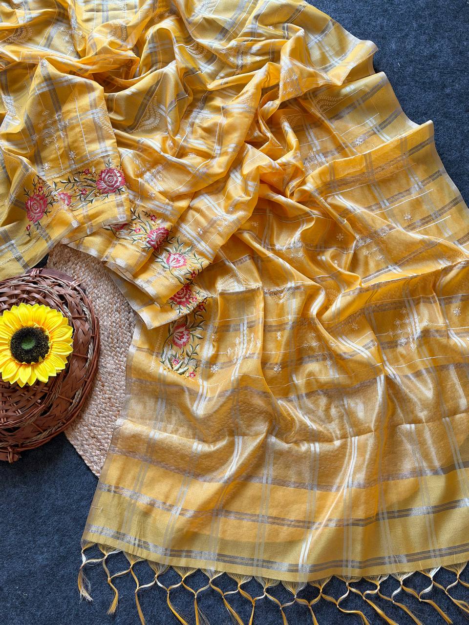 Superb Soft Tusser silk fabric Saree