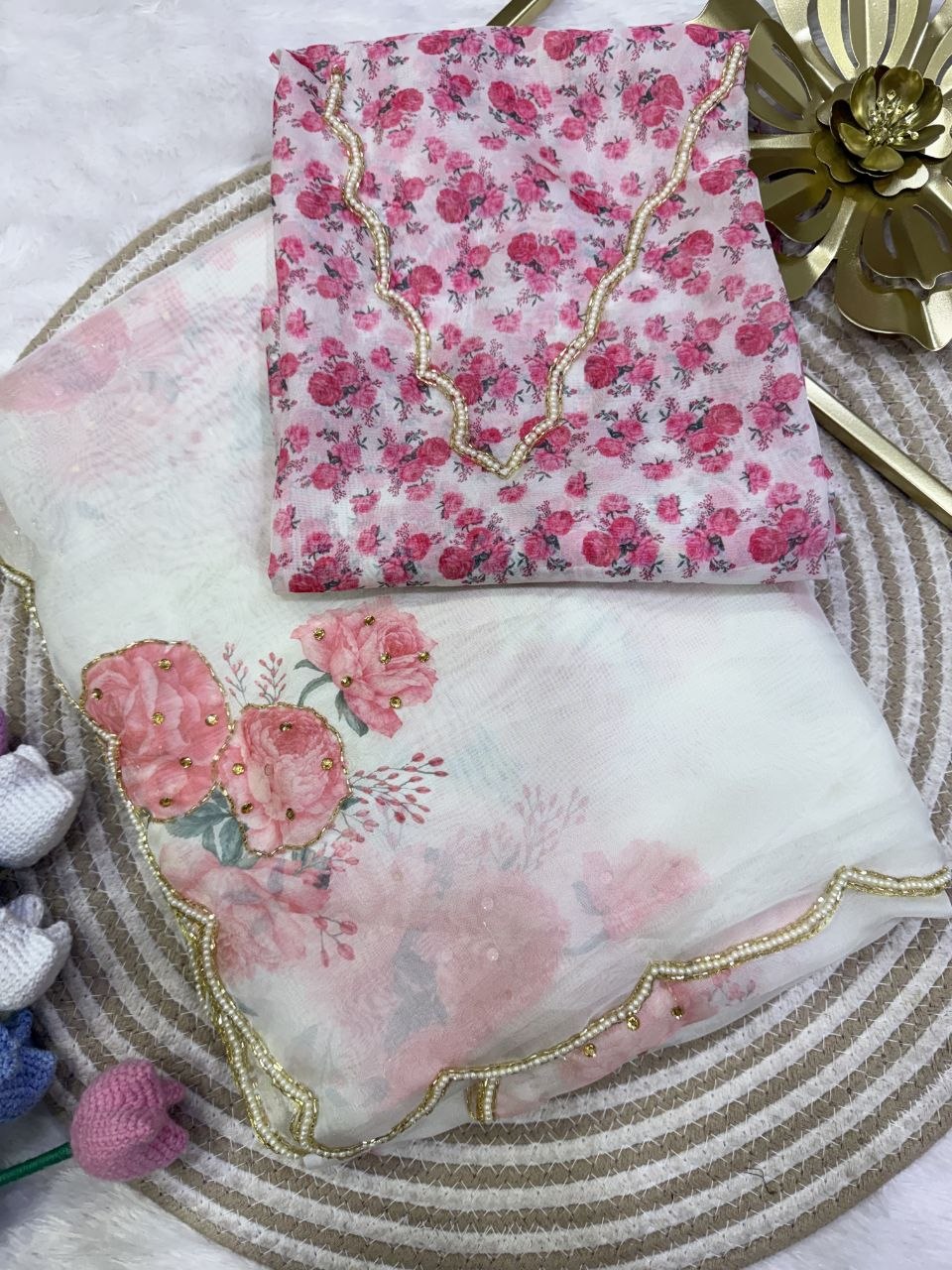 Soft Tebby silk with floral print saree