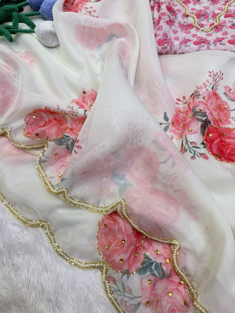 Soft Tebby silk with floral print saree