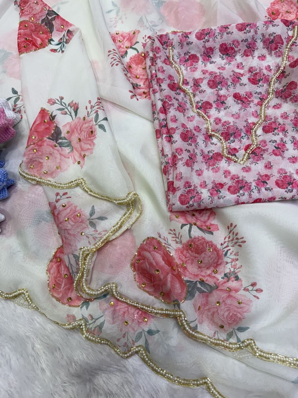 Soft Tebby silk with floral print saree