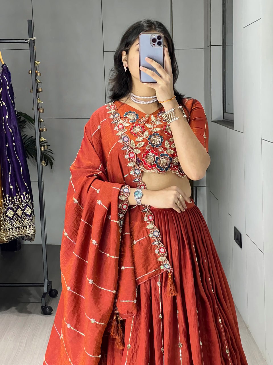 NC Vichitraa Multi Embroidery n Pipe Bead With Traditional Work Lehenga