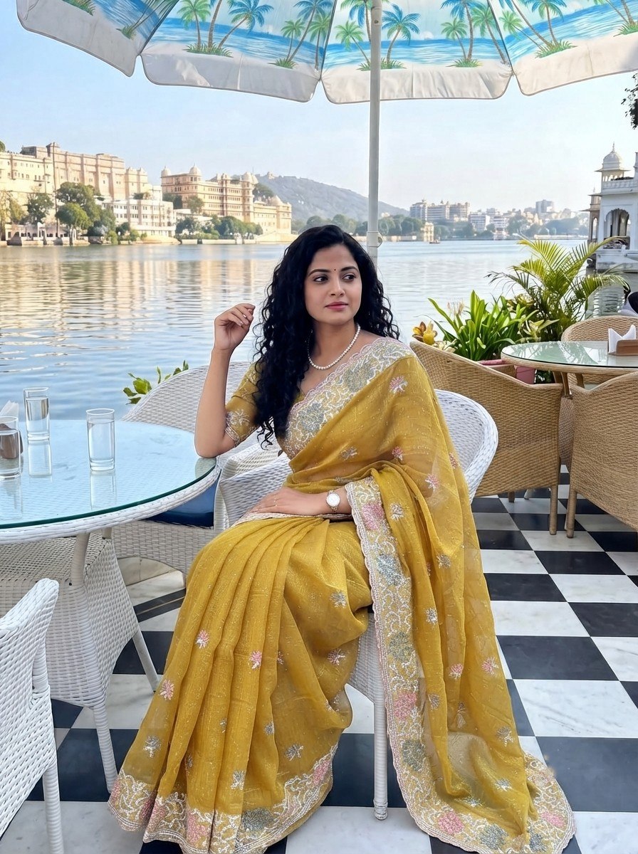 Party Wear Soft Fendy Chiffon Silk Saree