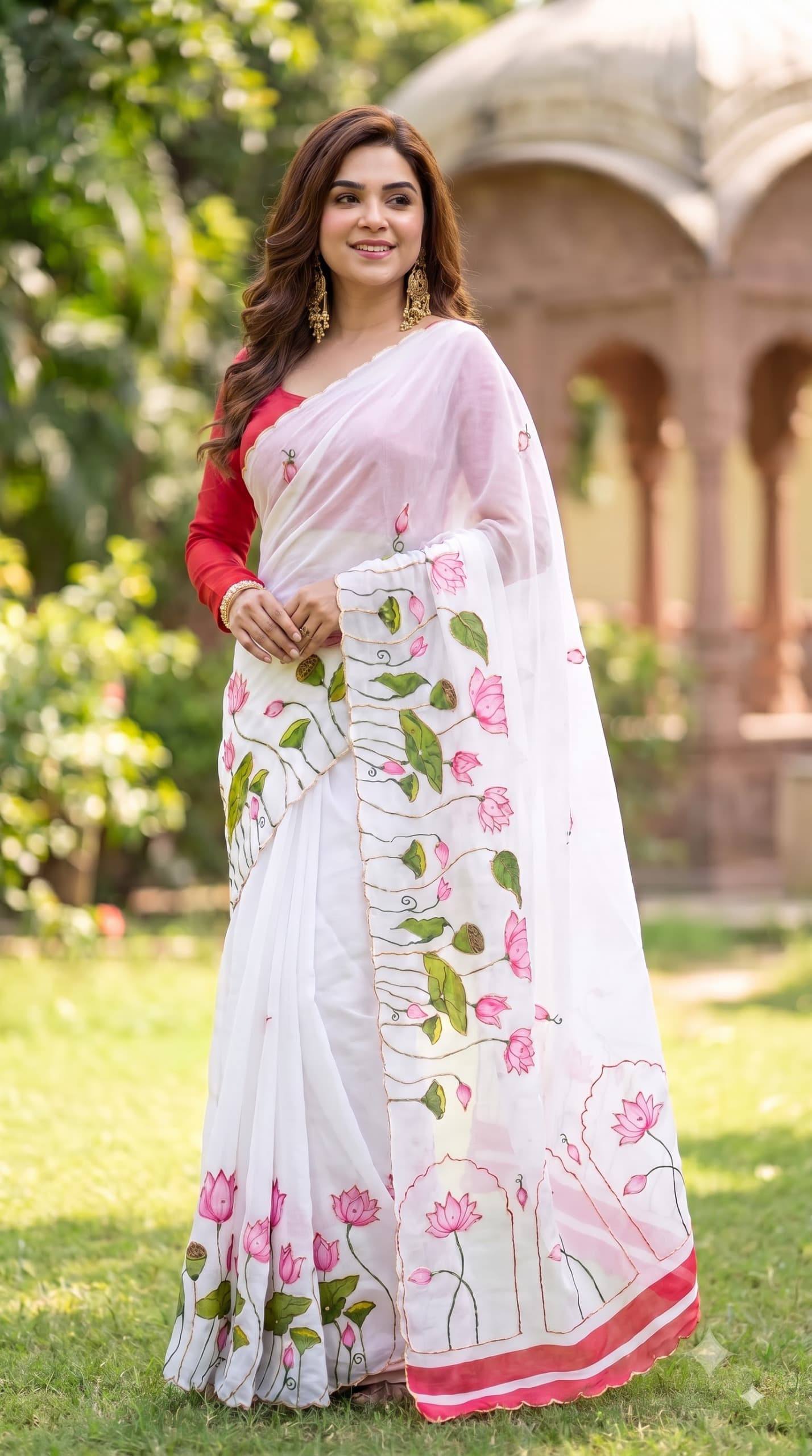 Soft pure Georgette handwork sarees