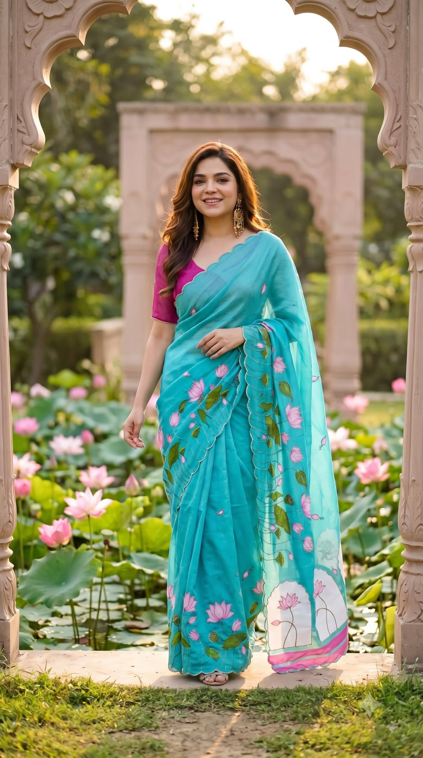 Soft pure Georgette handwork sarees
