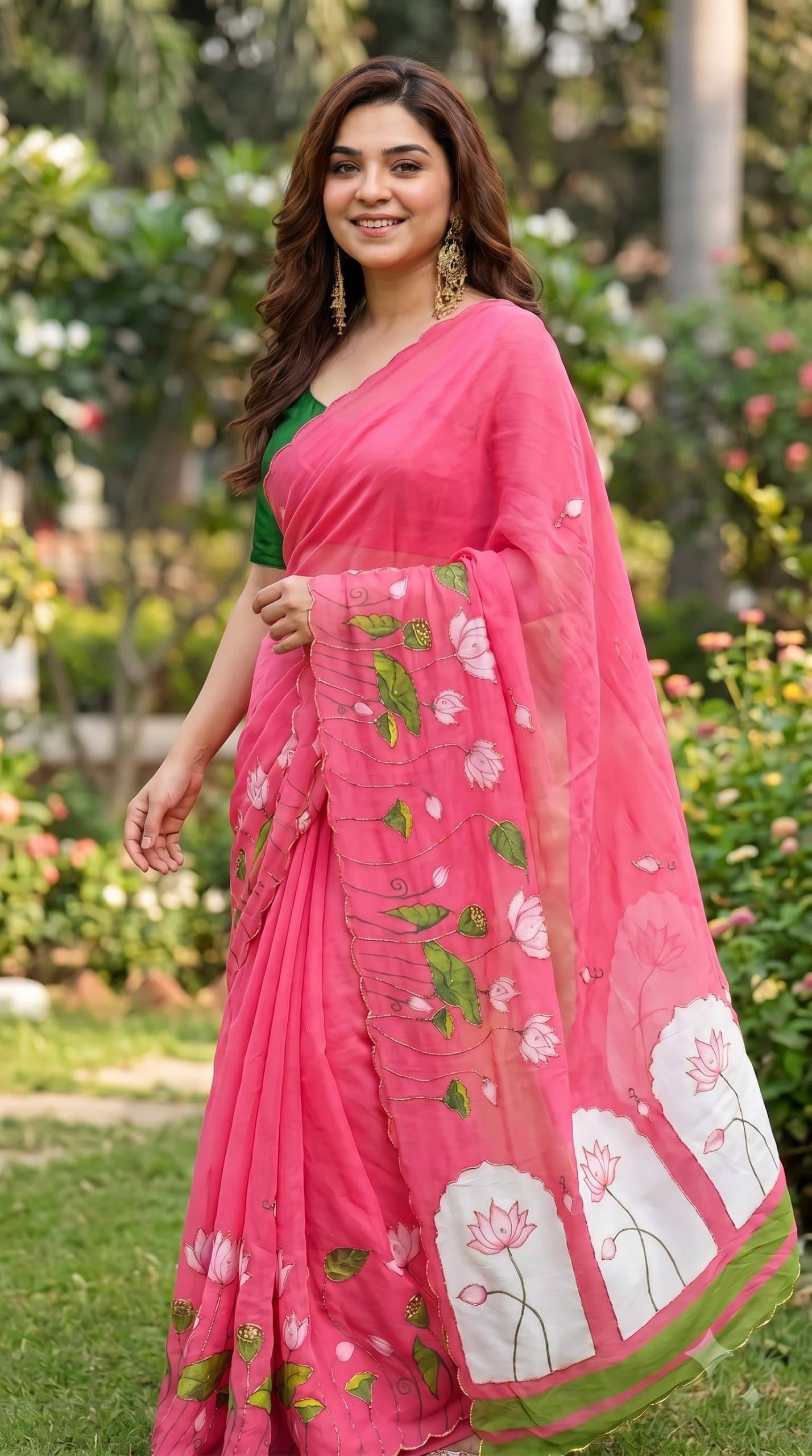 Soft pure Georgette handwork sarees