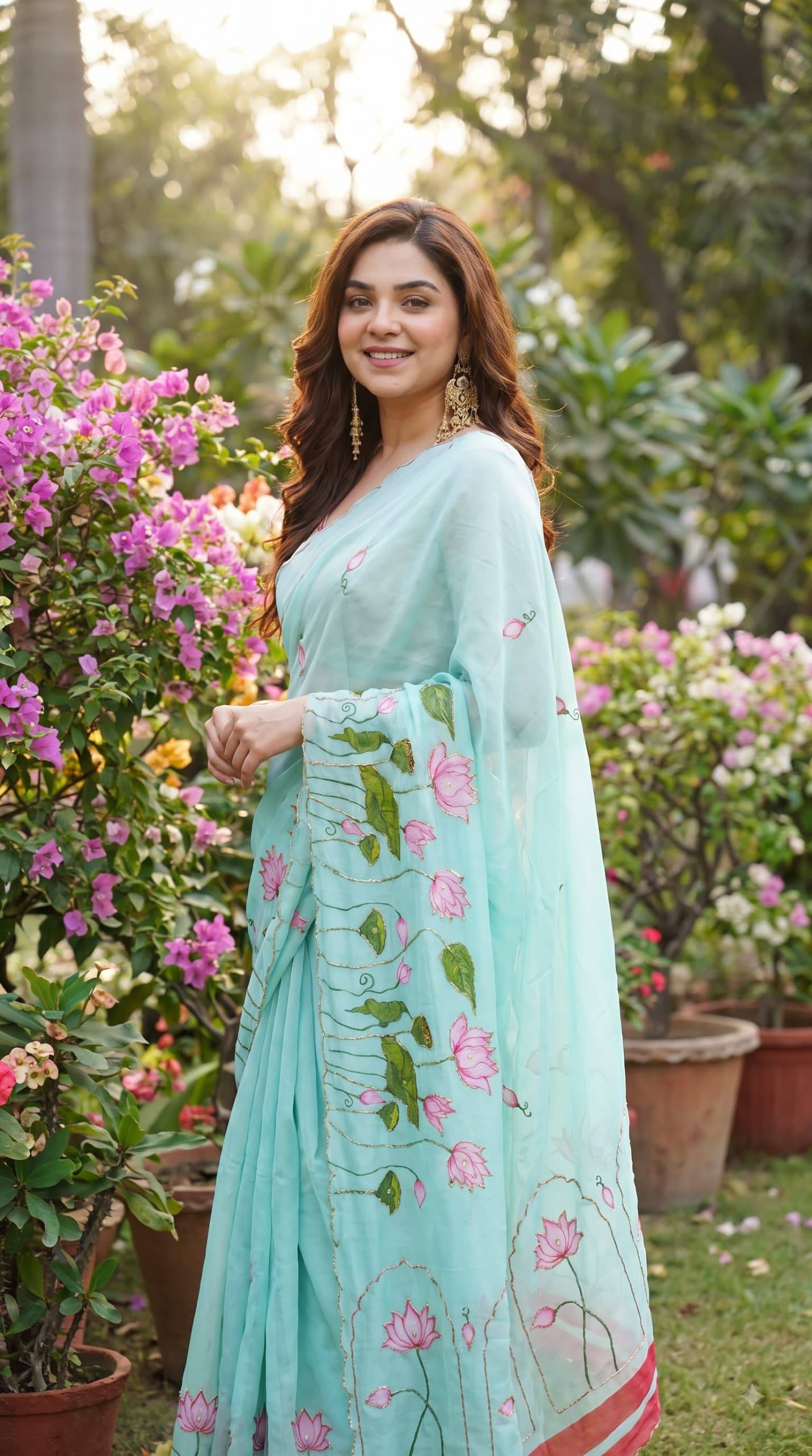 Soft pure Georgette handwork sarees