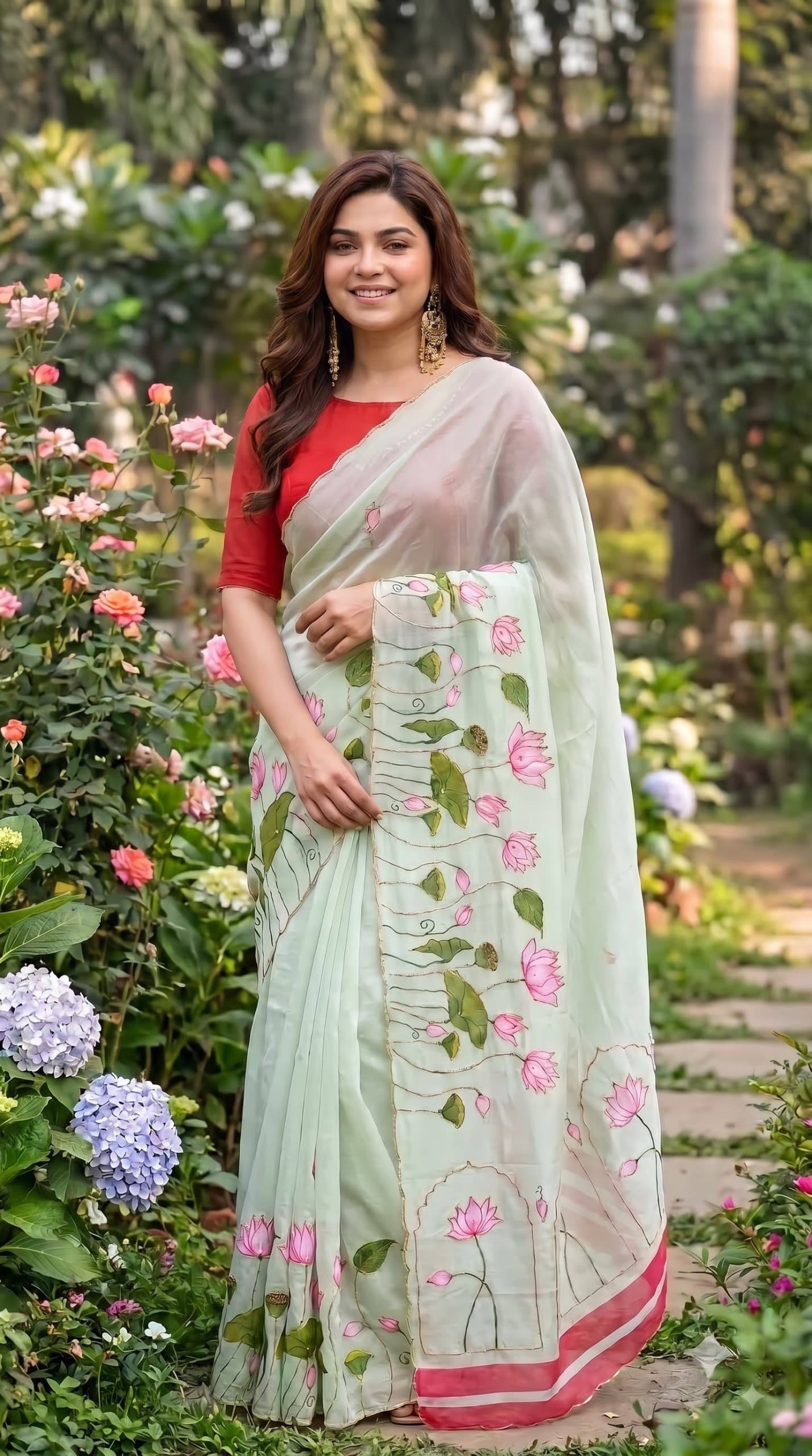 Soft pure Georgette handwork sarees