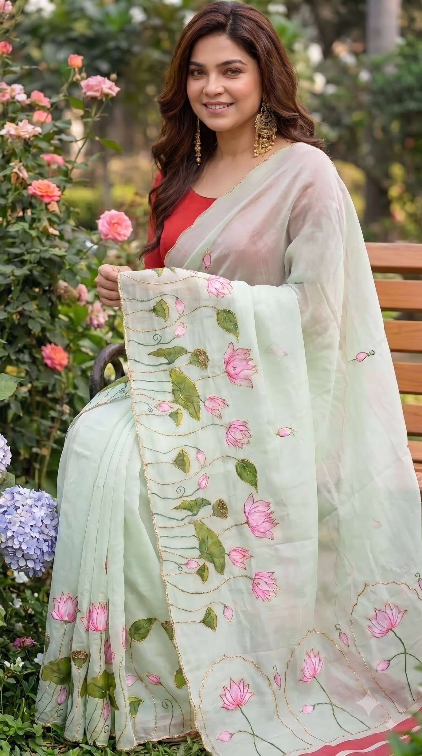 Soft pure Georgette handwork sarees