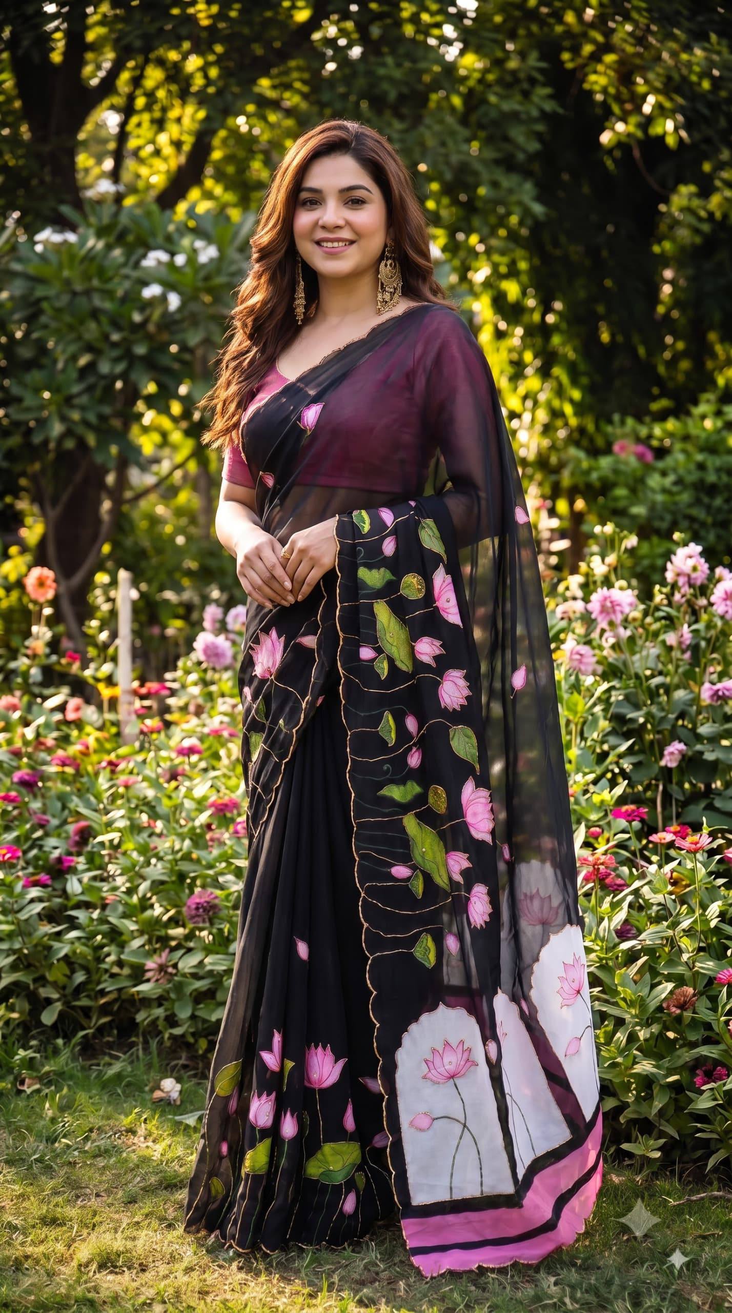 Soft pure Georgette handwork sarees
