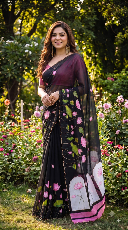 Soft pure Georgette handwork sarees