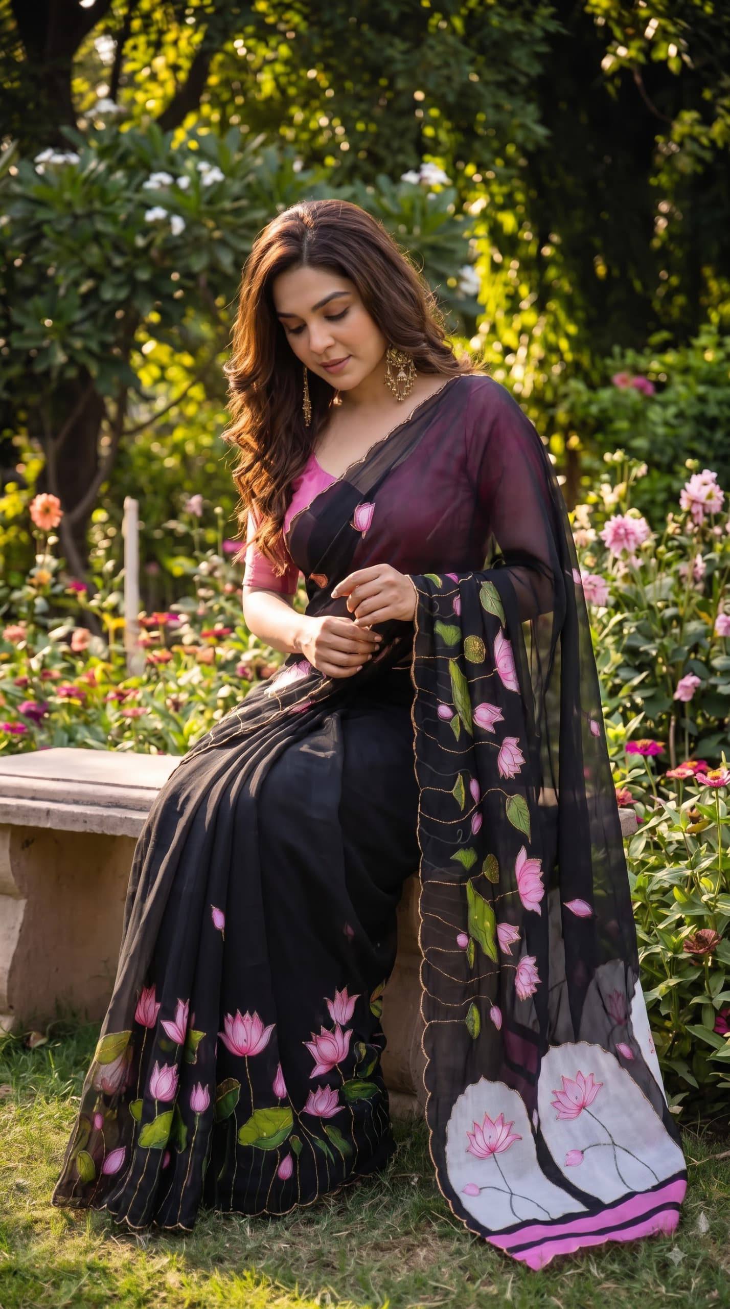 Soft pure Georgette handwork sarees