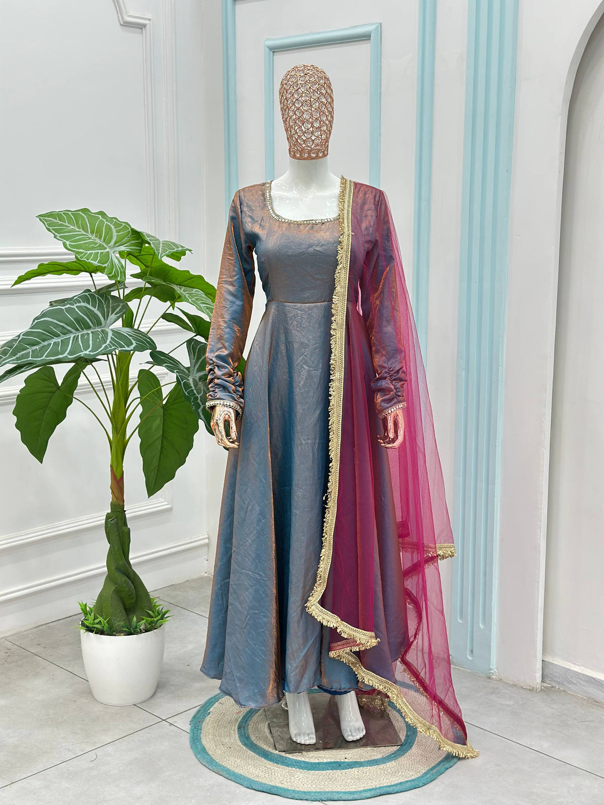 Sindoori Silk Real Mirror Lace Border Saree