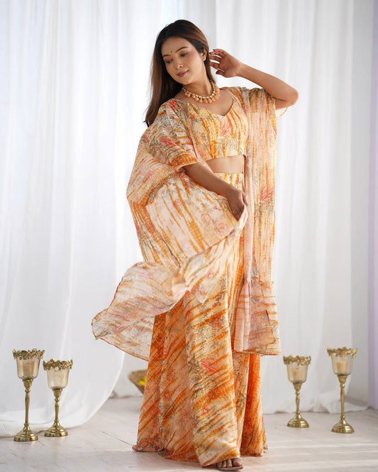 PURE SOFT FOX GEORGETTE FLORAL PRINTS LEHENGA