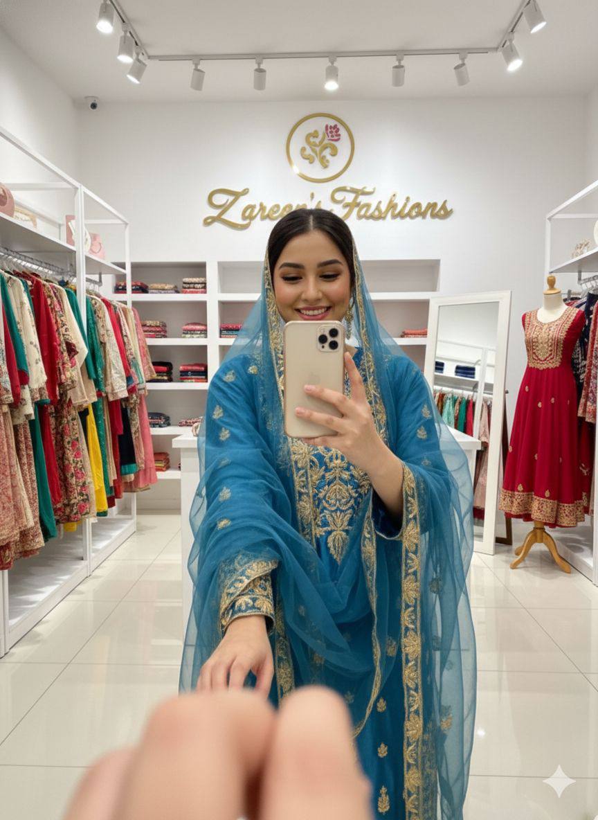 Kleid aus Georgette-Imitat mit üppiger Paillettenstickerei