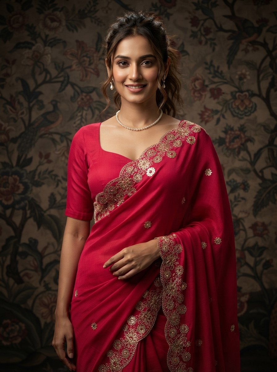 Party Wear Soft Shattin Chiffon Saree