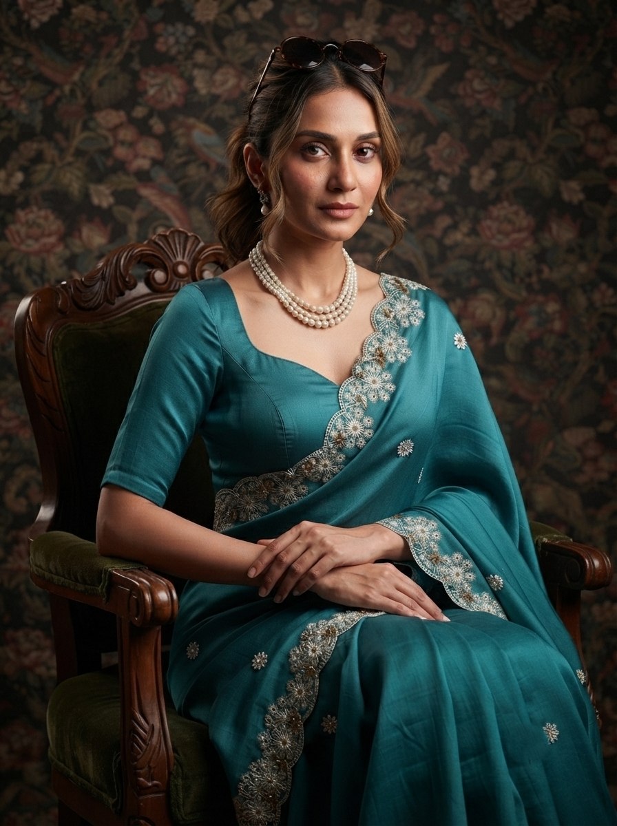 Party Wear Soft Shattin Chiffon Saree