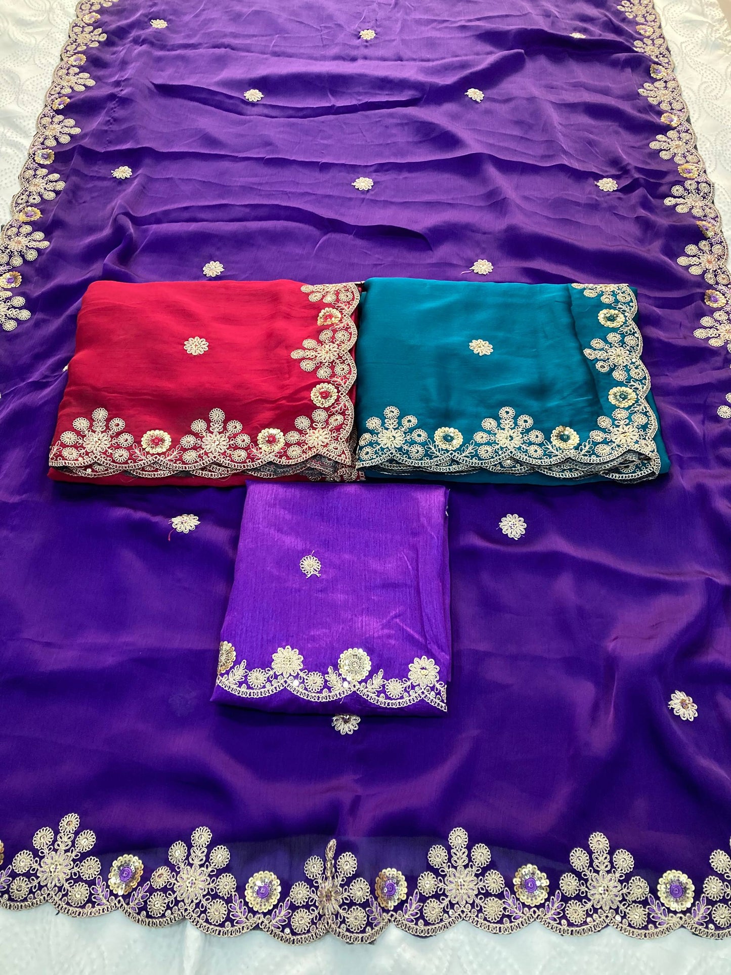 Party Wear Soft Shattin Chiffon Saree