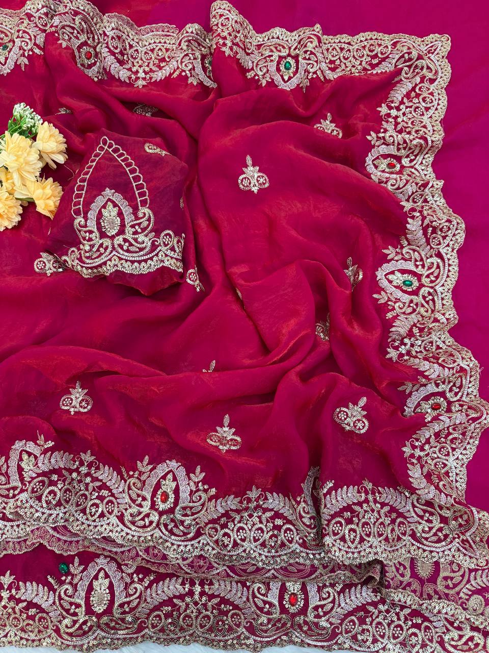 Premium Two-Tone Space Satin Silk Saree