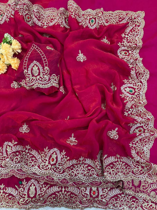 Premium Two-Tone Space Satin Silk Saree