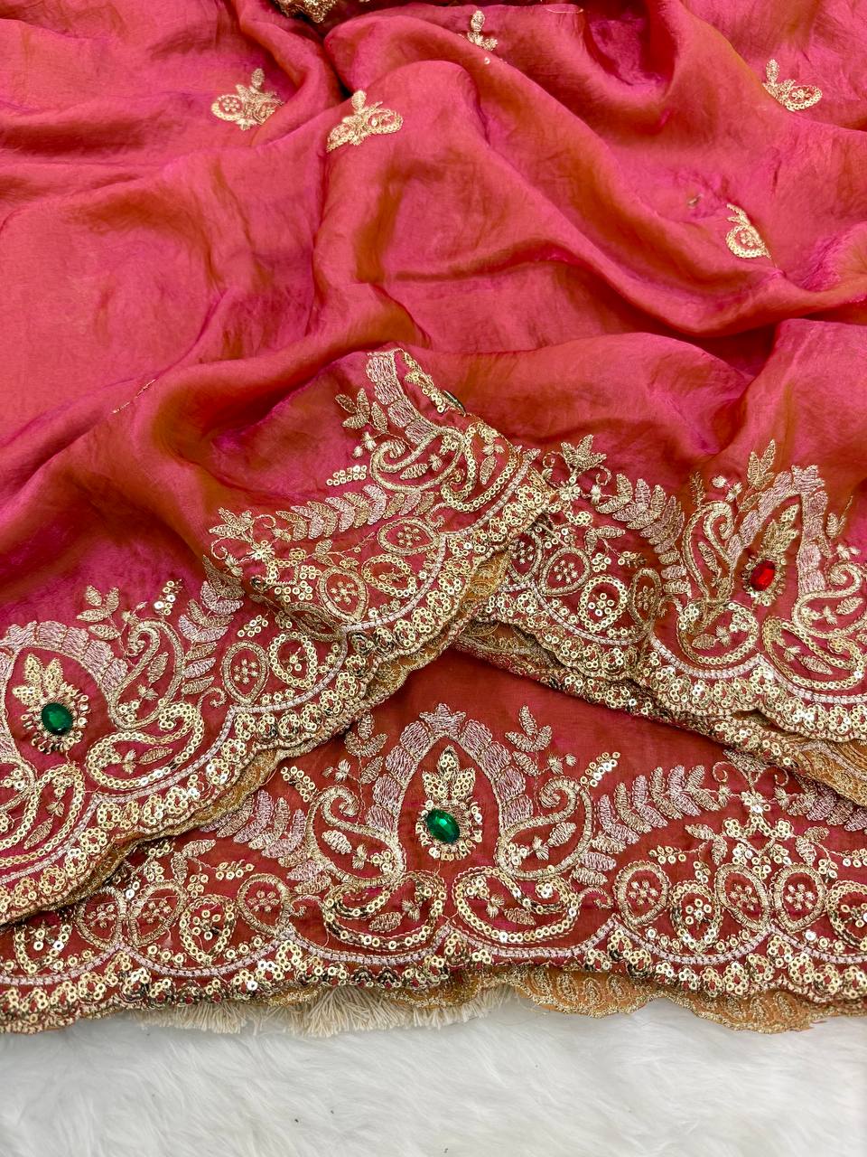 Premium Two-Tone Space Satin Silk Saree