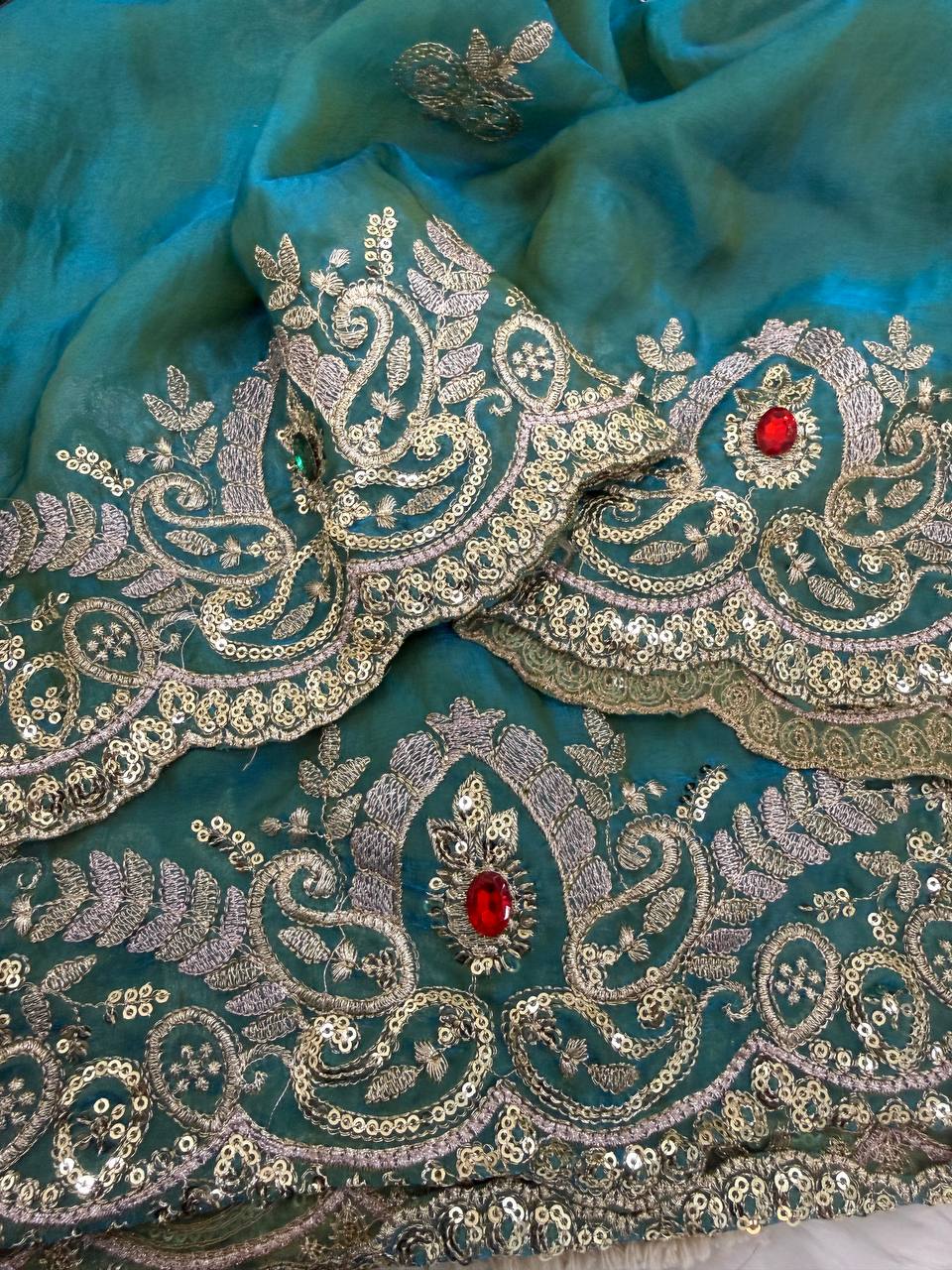 Premium Two-Tone Space Satin Silk Saree