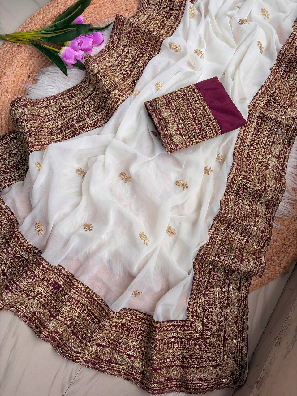 Pure star Georgett saree