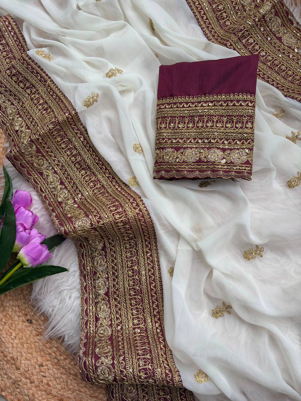 Pure star Georgett saree