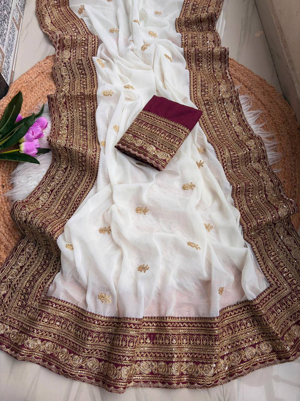 Pure star Georgett saree
