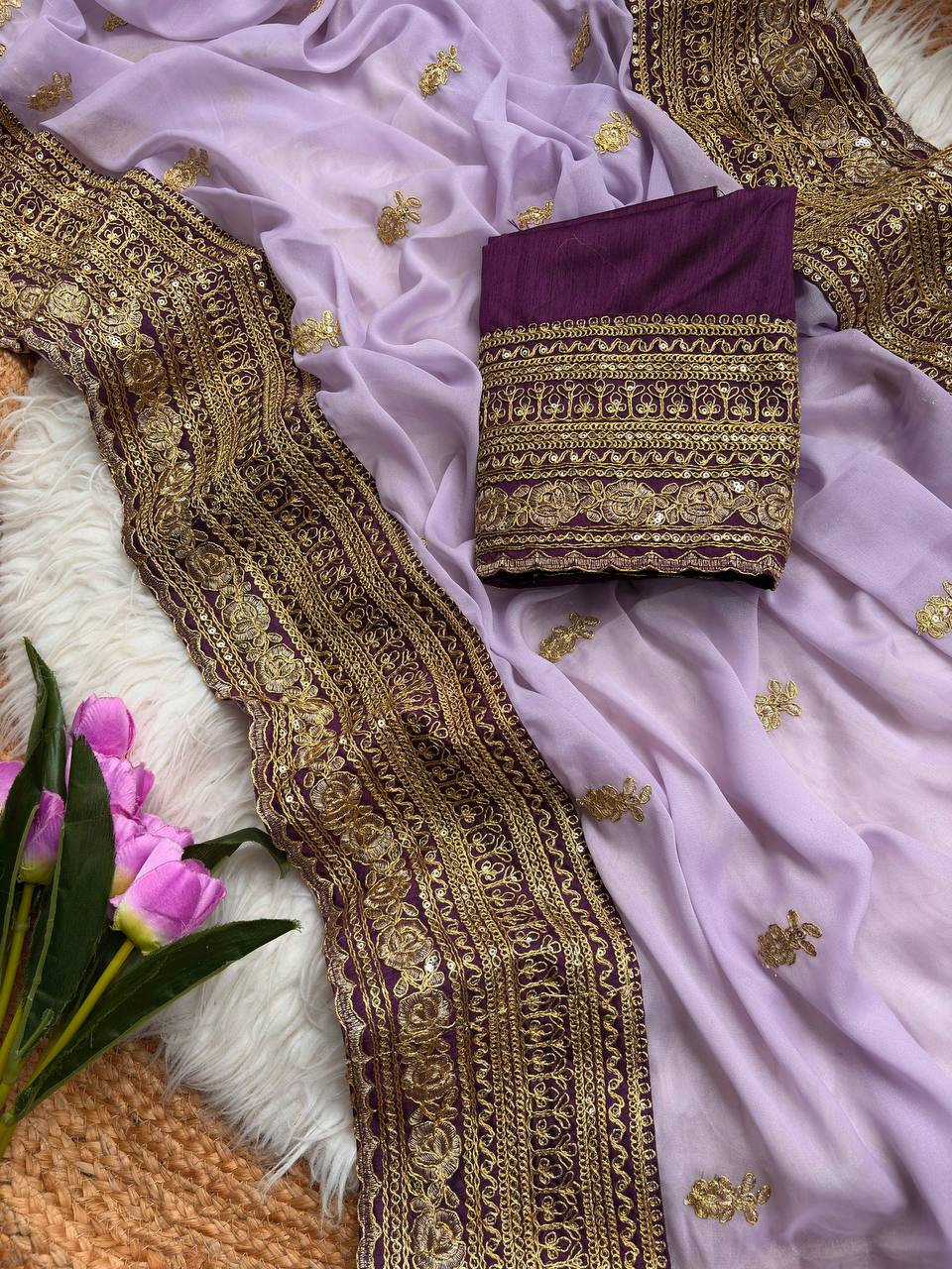 Pure star Georgett saree