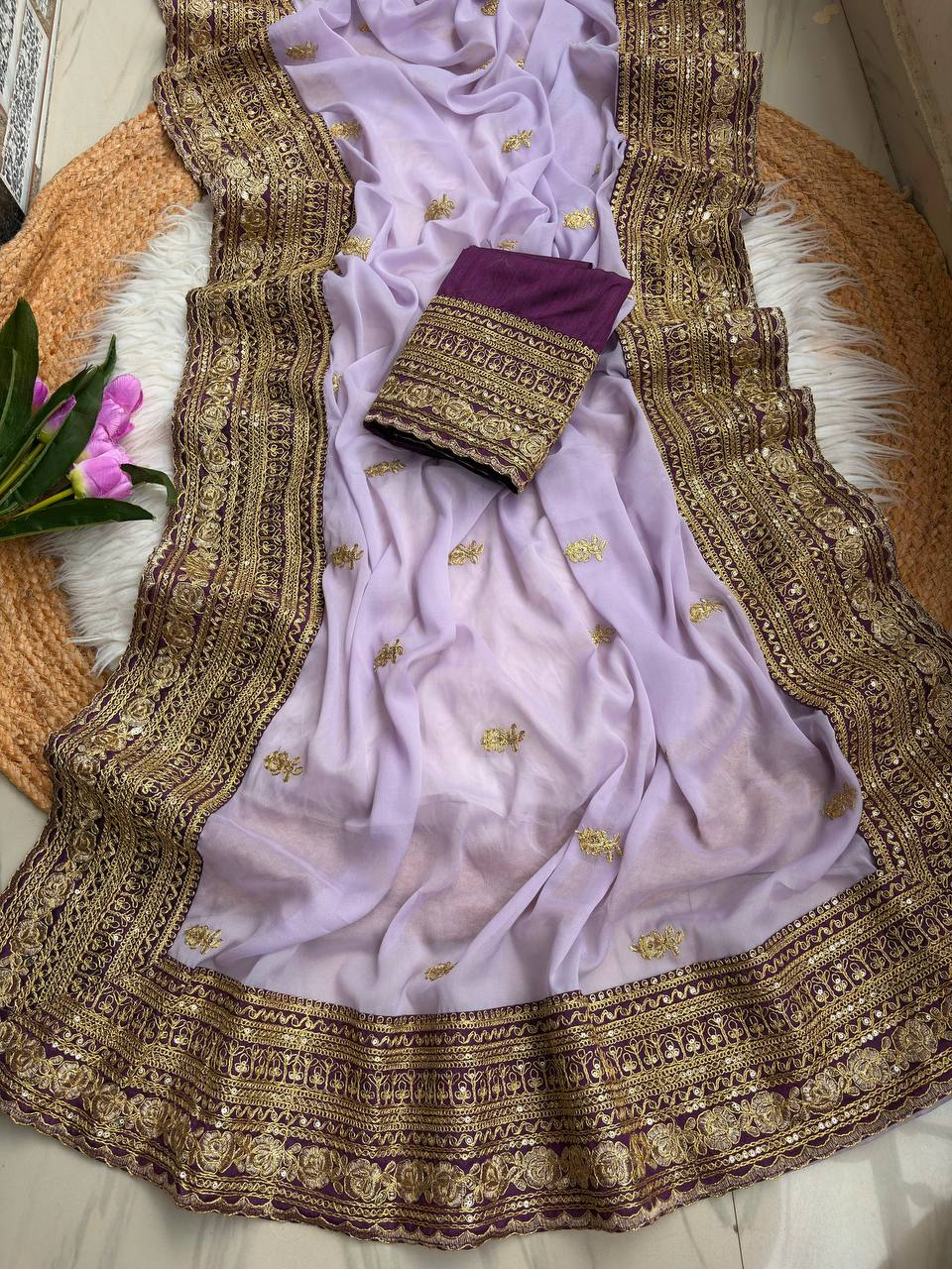 Pure star Georgett saree