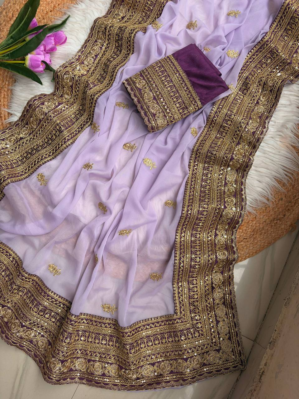 Pure star Georgett saree