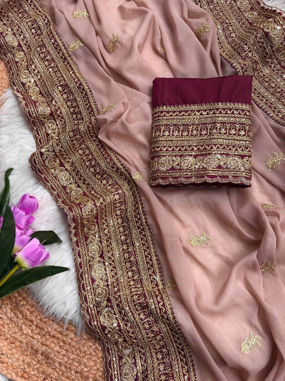 Pure star Georgett saree