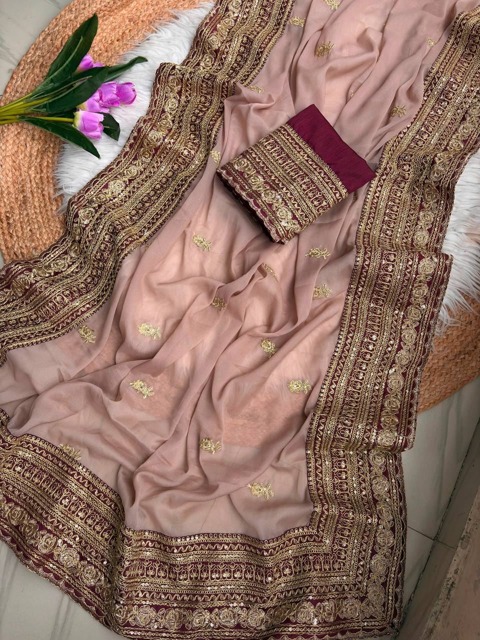 Pure star Georgett saree