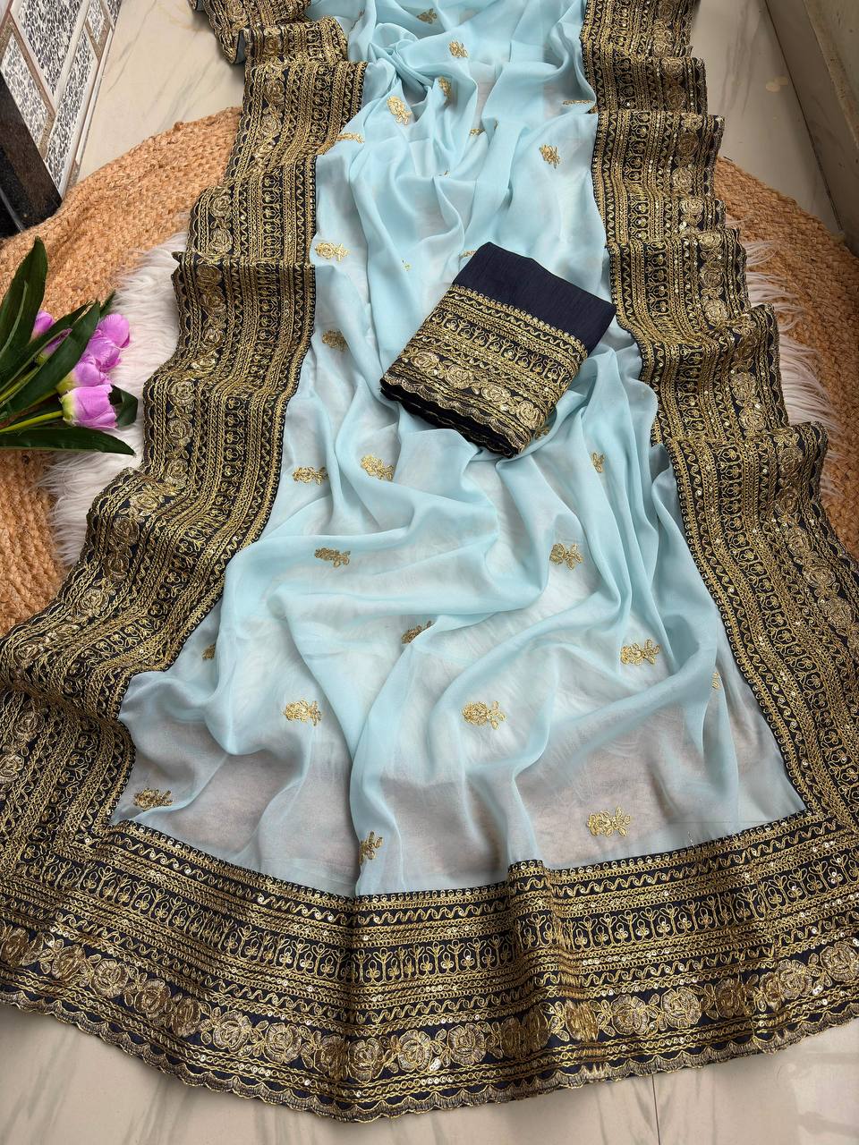 Pure star Georgett saree