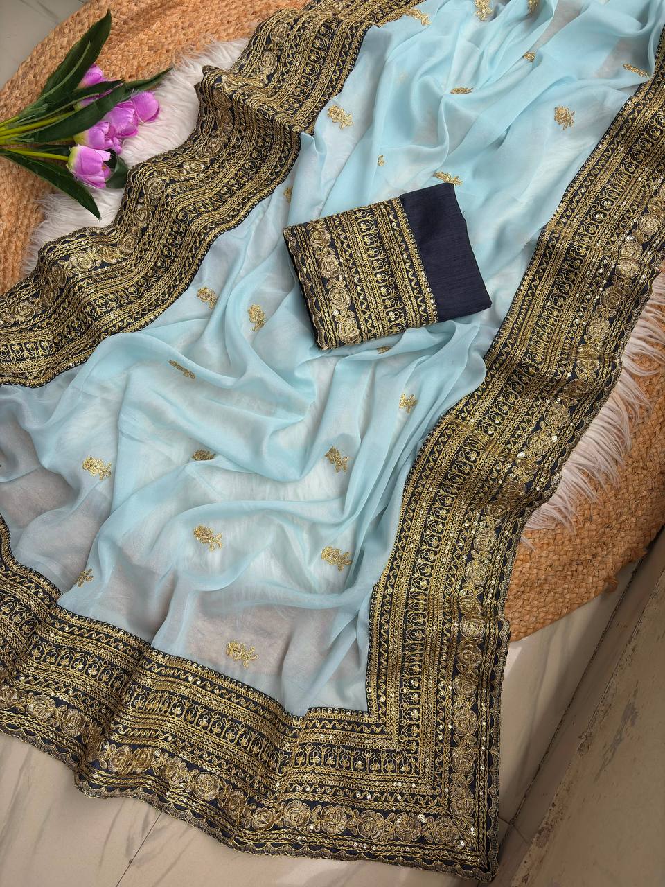 Pure star Georgett saree