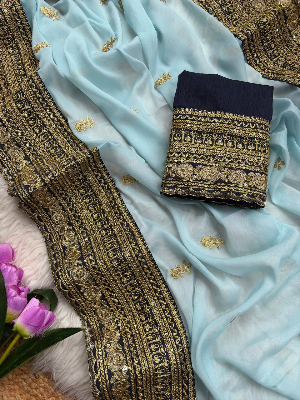 Pure star Georgett saree