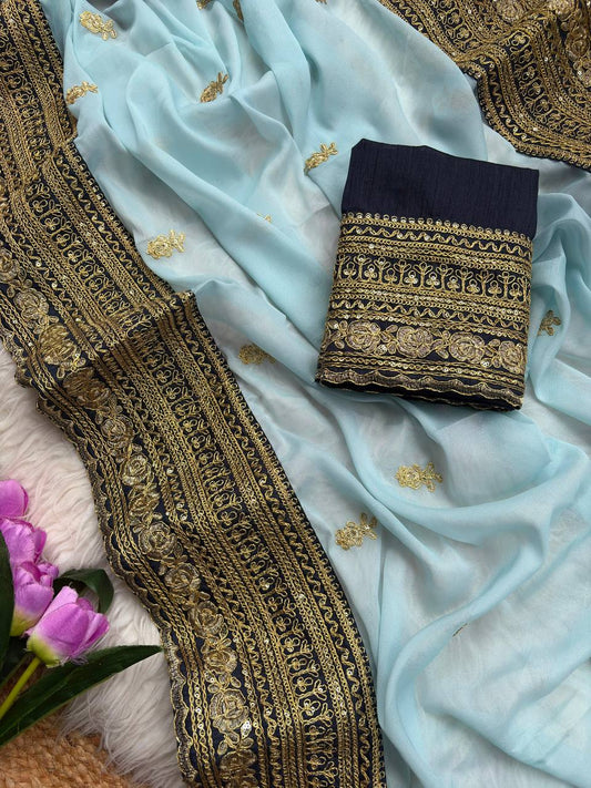 Pure star Georgett saree