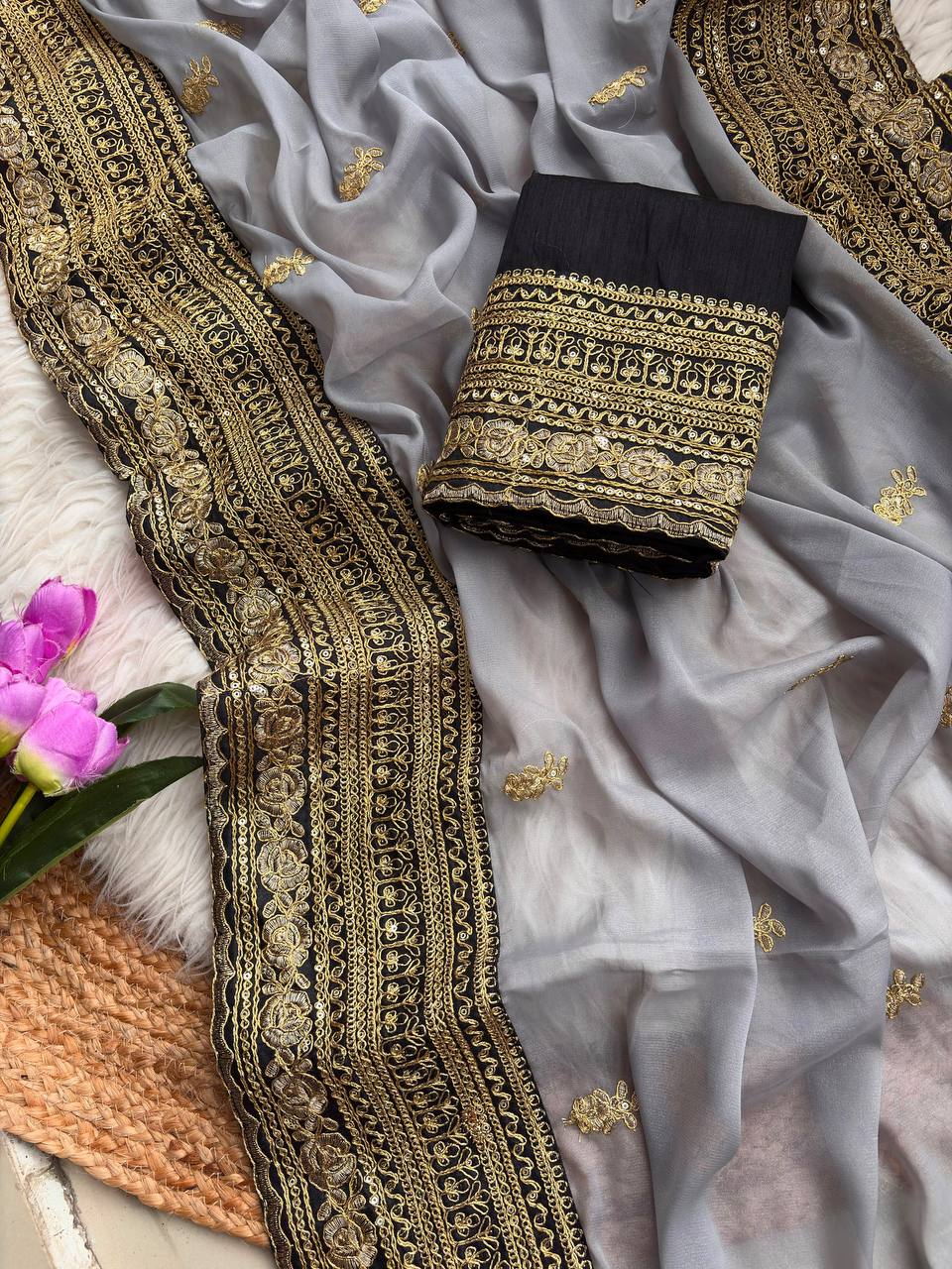 Pure star Georgett saree