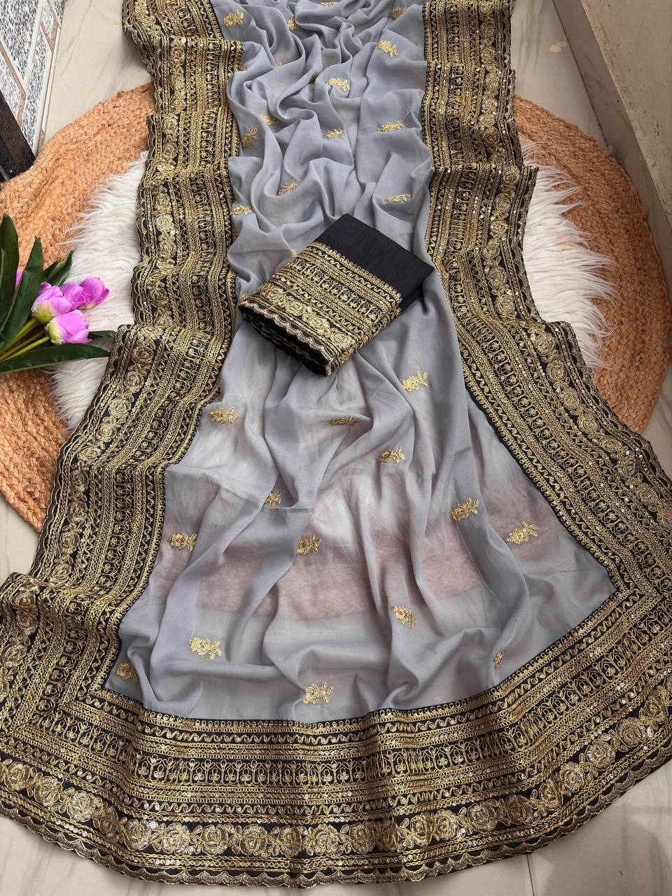 Pure star Georgett saree