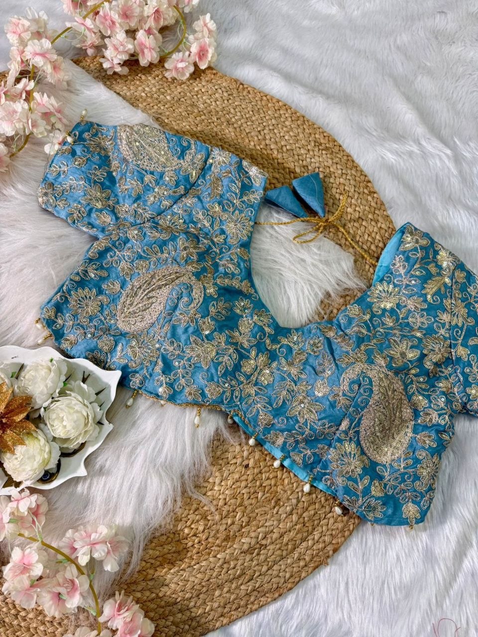 Elegant Crystal Crush Tissue Saree