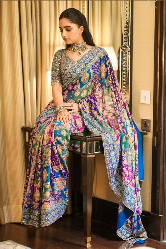 Presenting You Most Beautiful Latest Real Mirror Work Saree Collection