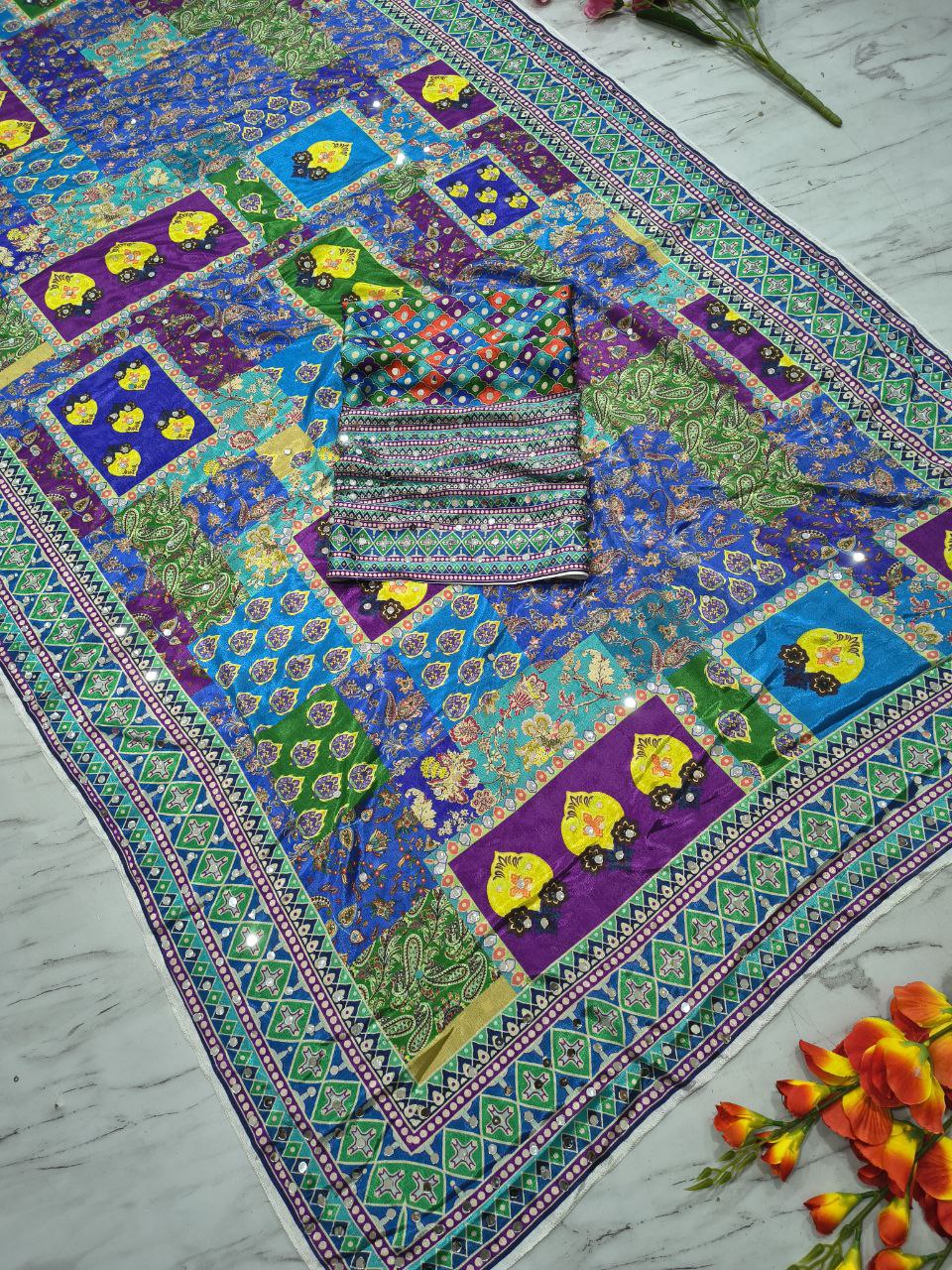 Presenting You Most Beautiful Latest Real Mirror Work Saree Collection