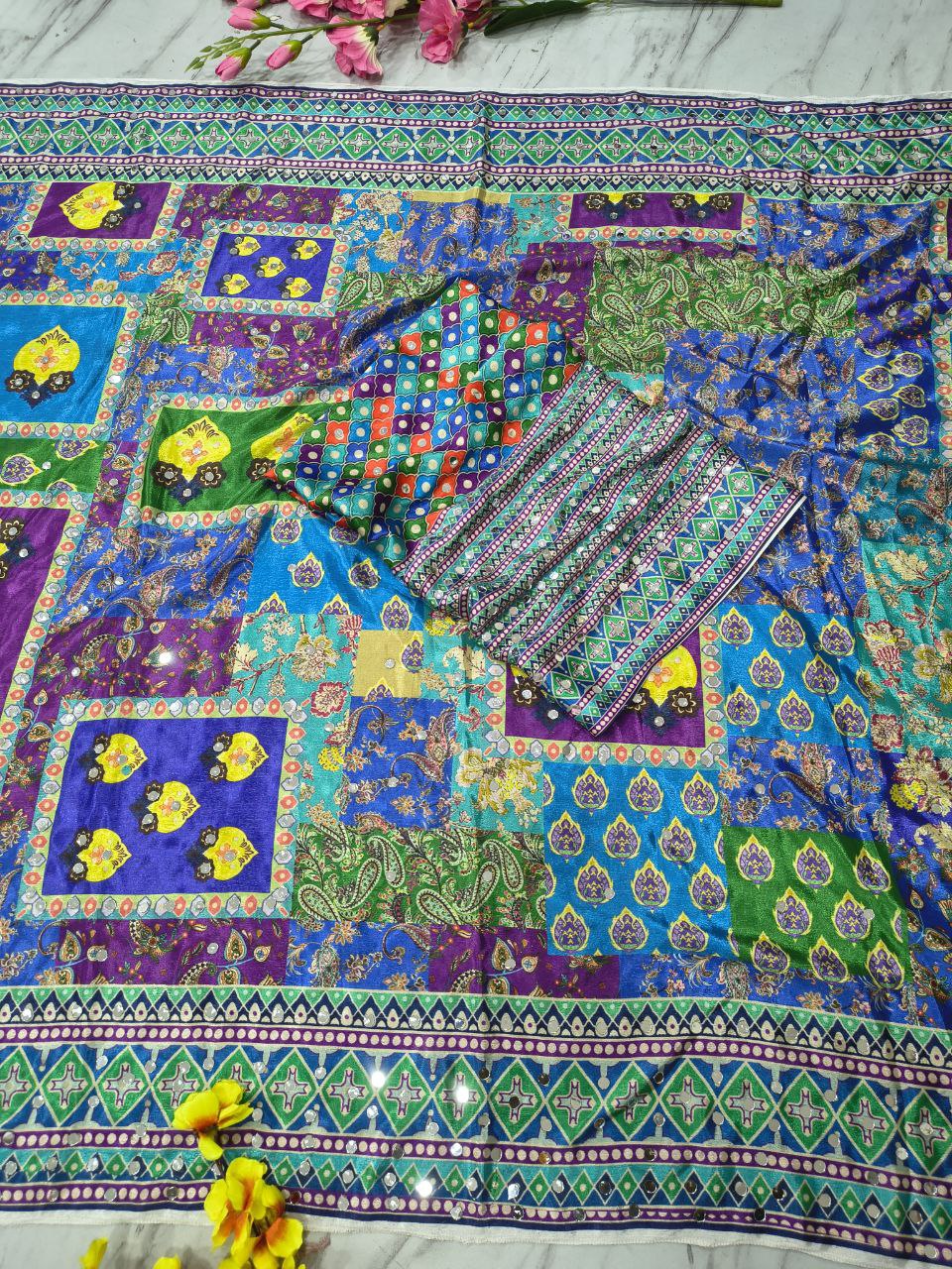 Presenting You Most Beautiful Latest Real Mirror Work Saree Collection