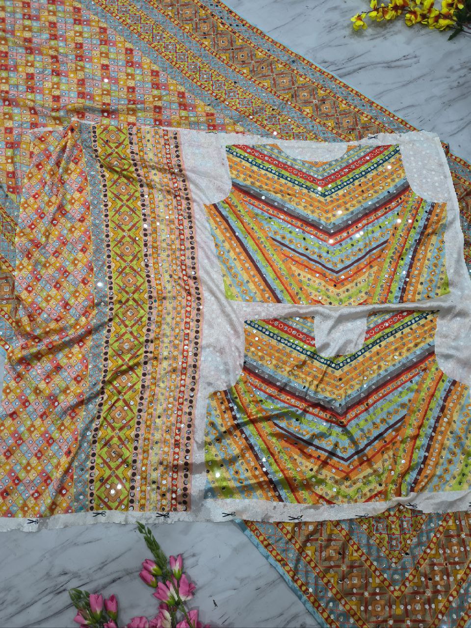 Presenting You Most Beautiful Latest Real Mirror Work Saree Collection