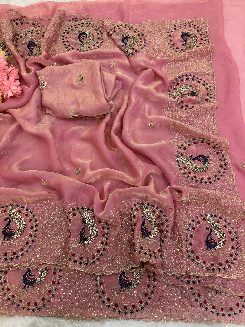 Presenting our stunning Space Satin Saree