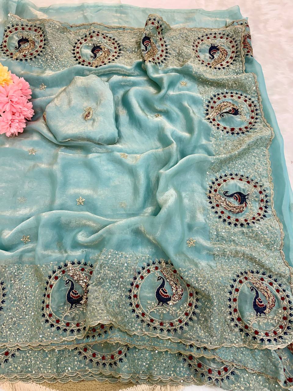 Presenting our stunning Space Satin Saree