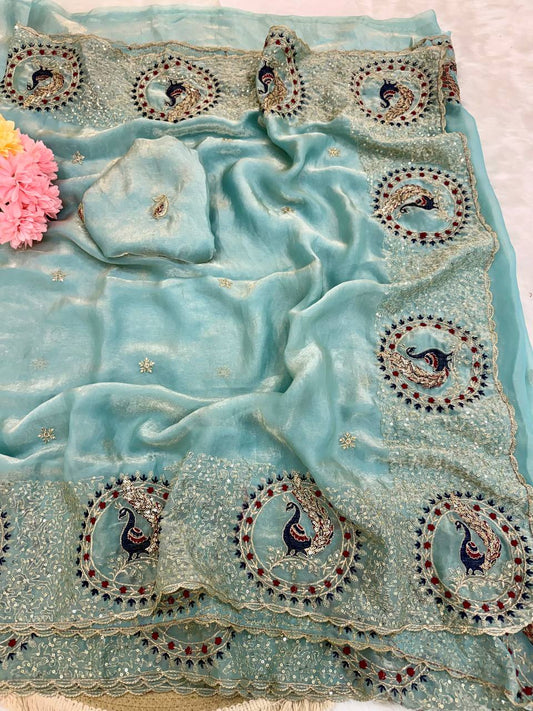 Presenting our stunning Space Satin Saree