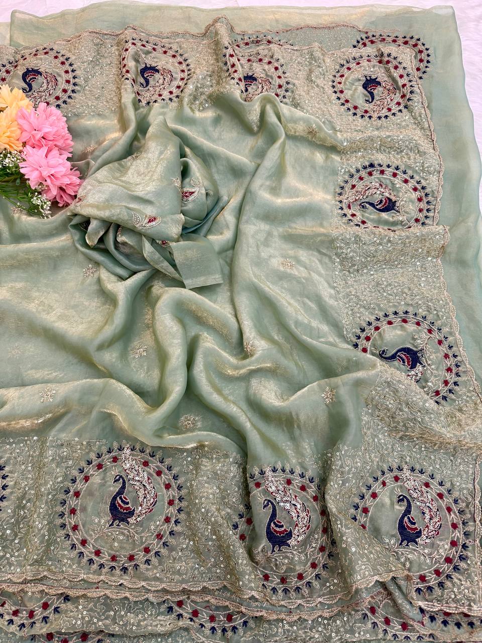 Presenting our stunning Space Satin Saree